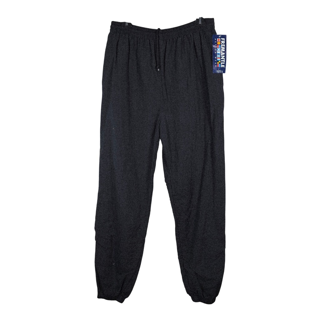 Vintage Fremantle Action Wear Pants Mens LRG Black Nylon Lined Track Zip Leg NWT